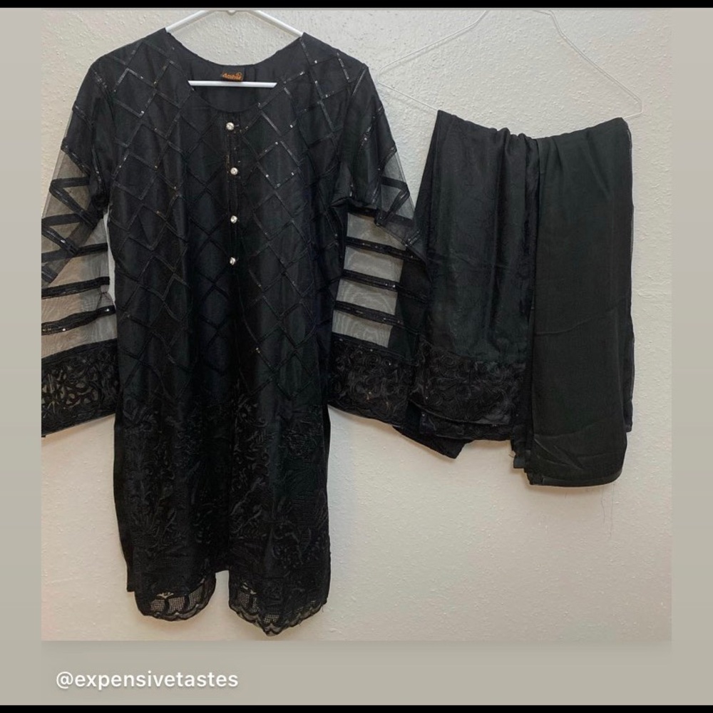 Black kurti three piece new